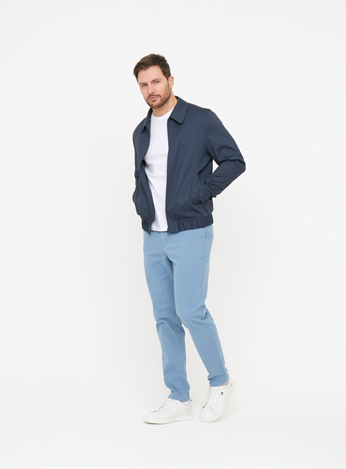 Light Blue Skinny Fit Chino Trousers  44L - Image 2 thumbnail